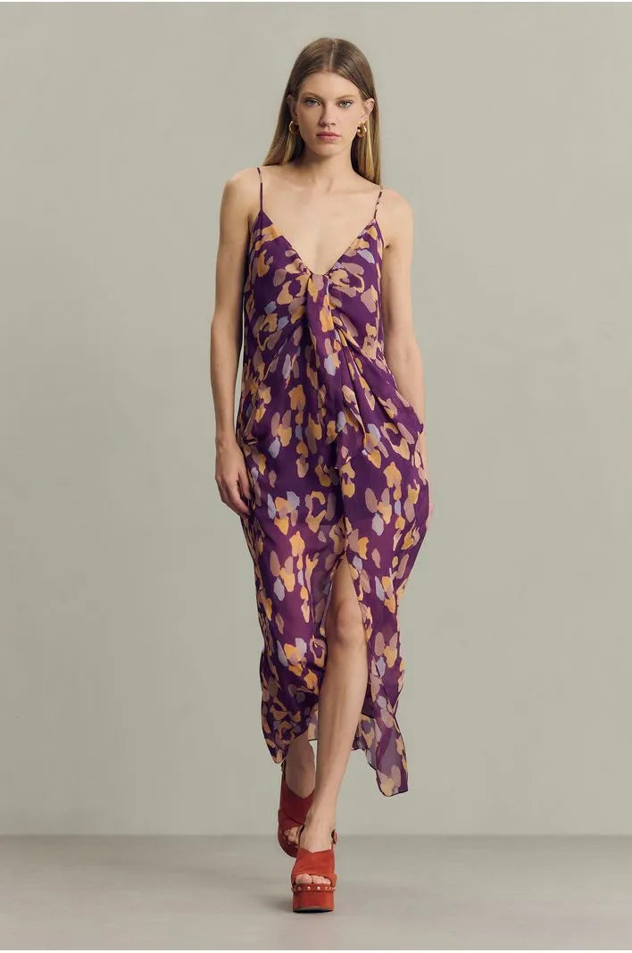 VESTIDO AMARRACAO ONCA PLUM