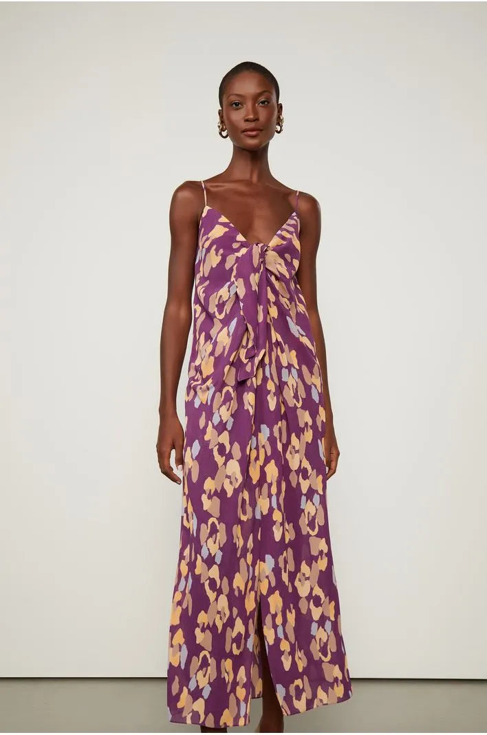 VESTIDO AMARRACAO ONCA PLUM